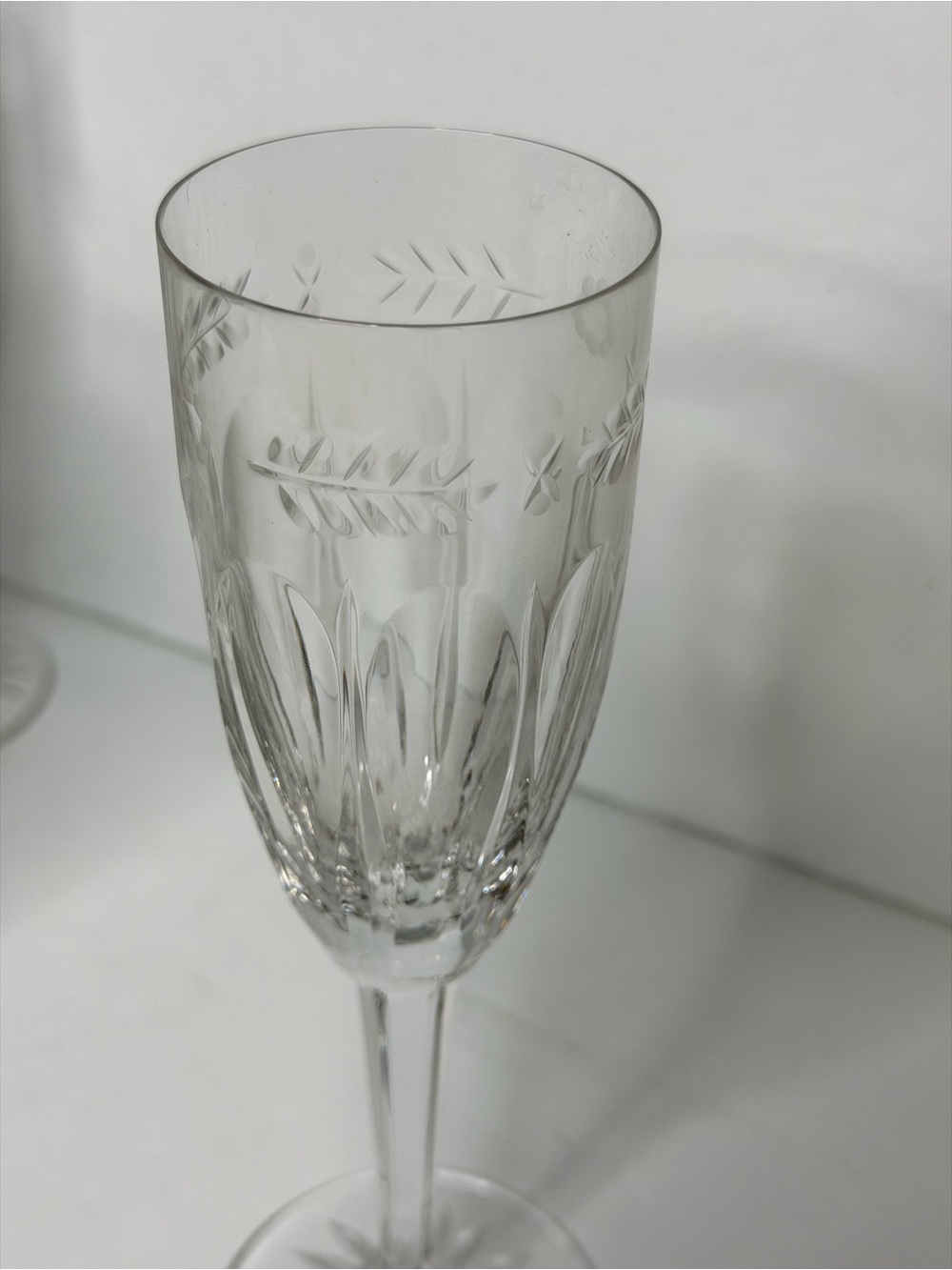 Wedgwood Calendore Lead Crystal glasses Champagne Stemware Flutes - set of 8 - Picture 9 of 14